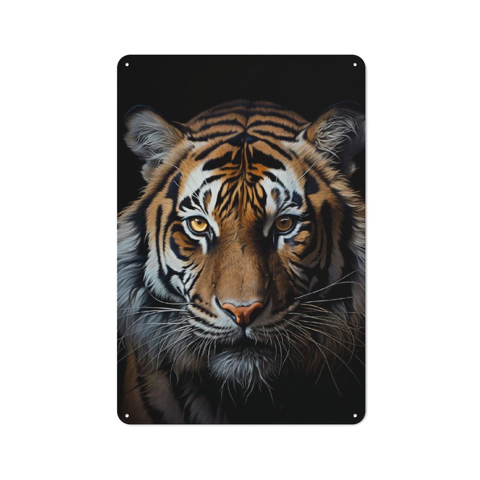 Junmoney Tiger Face Printed Metal Sign 30X20cm For Studio Or Craft Room, For Creative-Space Collectors