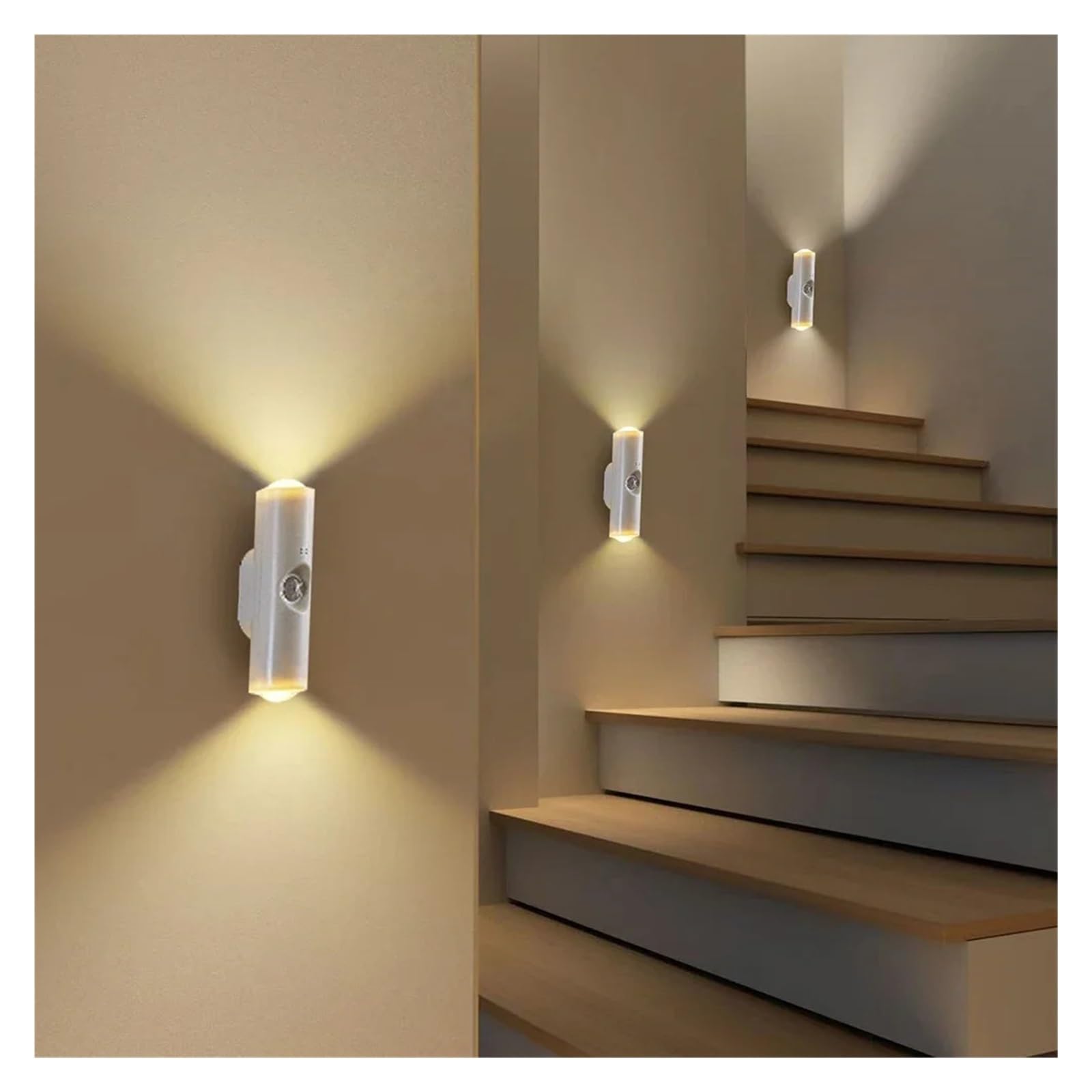 Lámpara De Pared Con Sensor Movimiento Inalámbrico, Recargable Y Imán, Luz Cálida, Ideal For Escaleras, Armarios, Pasillos Decoración Habitaciones(White,RGB)