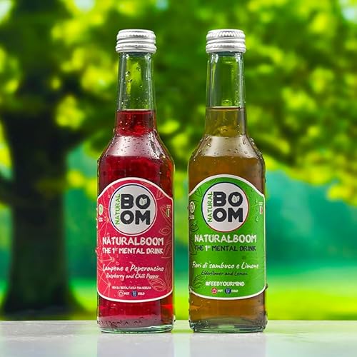 NATURALBOOM IN VETRO – MIX PACK Lampone e Peperoncino + Fiori di Sambuco e Limone - 12 BOTTIGLIE