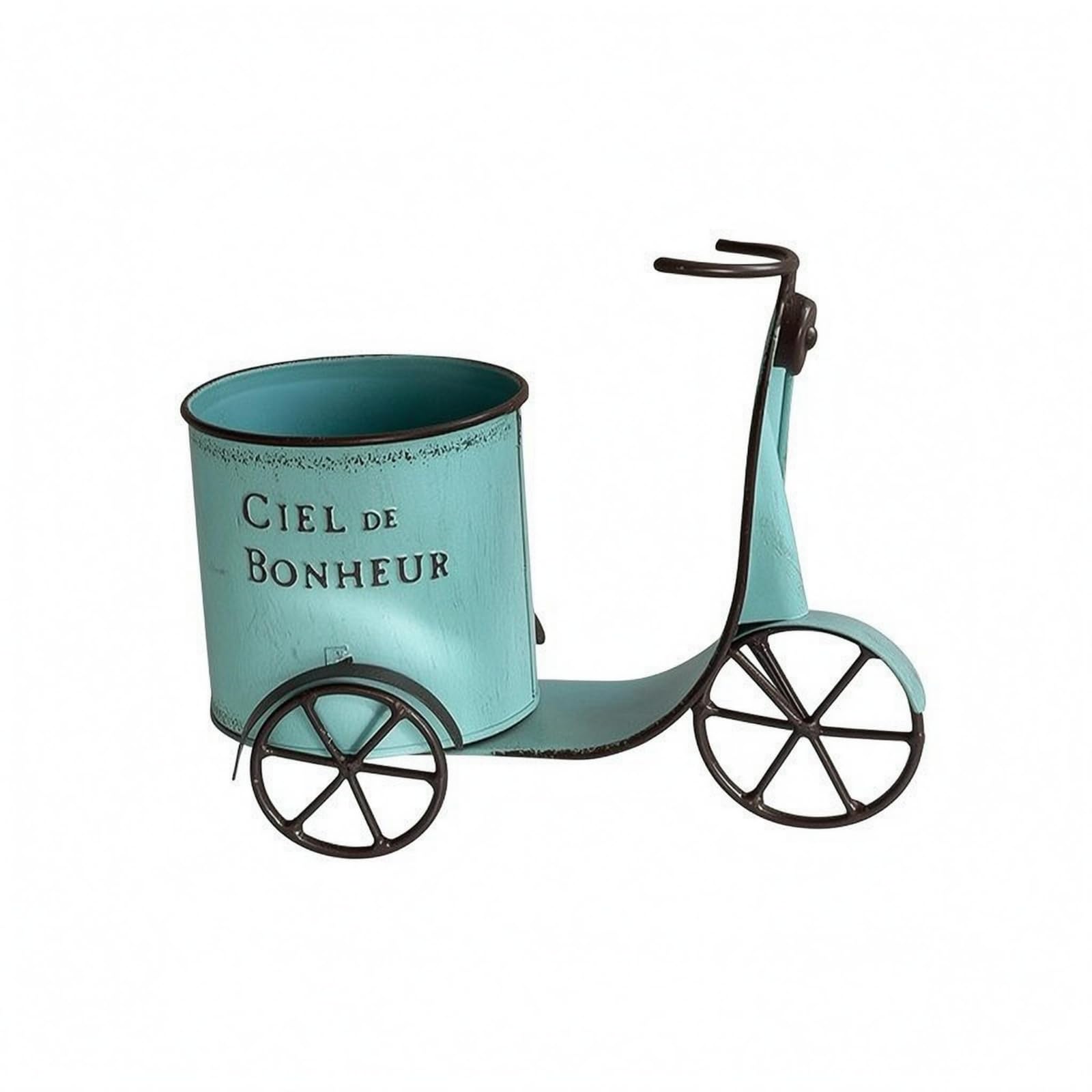 Turquoise Vintage Scooter Planter Distressed Scooter Planter Retro Tricycle Plant Stand Iron for Indoor Display, Flower Pot-image-47
