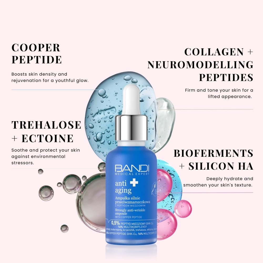 Bandi Copper Peptide Ampoule Anti-wrinkle Serum for Enhanced Skin Density and Firmness with Peptides and Bioferments Moisturising Complexion Renewal Formula - Image 4