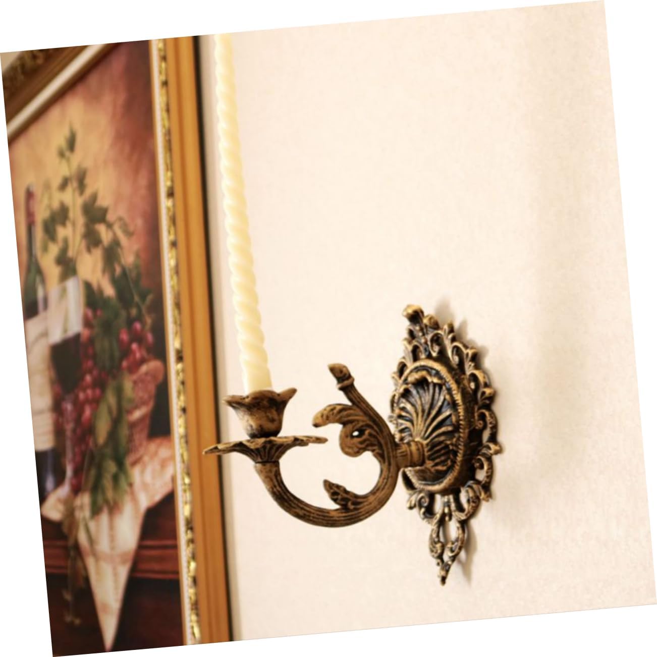 Ciieeo Wall Sconce Candle Holder Antique Cast Iron Wall-Mounted Decor for European Style Candle Holder Sturdy and Elegant Design for Living Spaces
