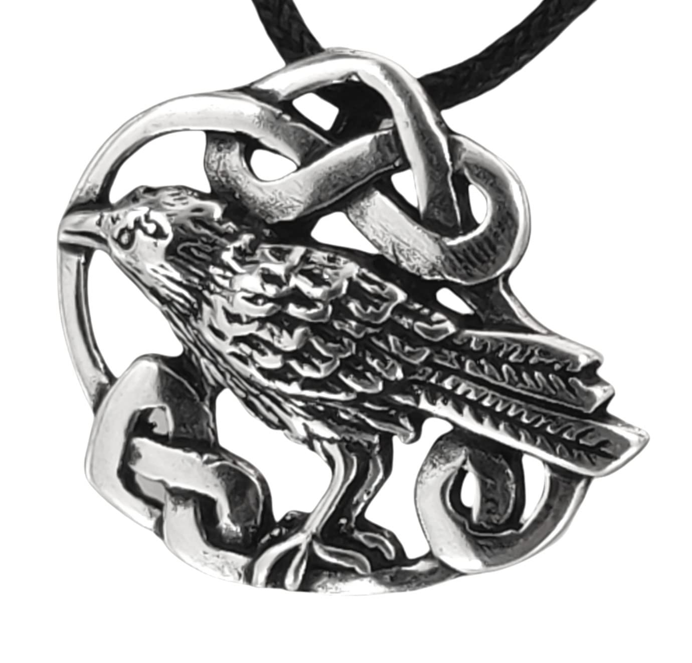 Raben Anhänger aus 925 Sterling Silber mit Baumwollband Si.274