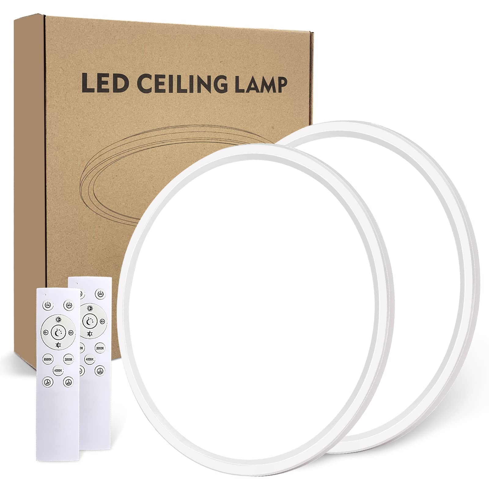 Wholede 24W 3000-6500K Led Deckenleuchte Flach, Deckenlampe Rund Dimmbar mit Infrarot-Fernbedienung, Ultra Dünn Lampe für Küche Wohnzimmer Flur Schlafzimmer Badezimmer, Ø29.5cm Weiß