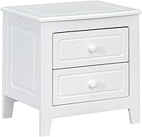 Vista 4 de Mesita de noche moderna con 2 cajones, mesa auxiliar con diseño clásico de madera para dormitorio, sala de estar, sofá, entrada, pasillo