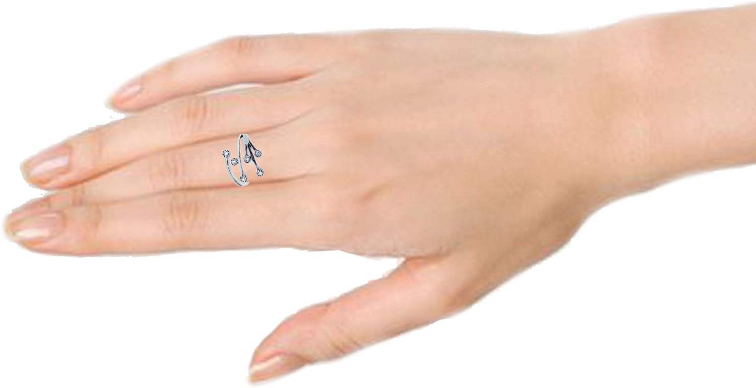 Ritastephens Sterling Silver Crossover Spray Cubic Zirconia Adjustable Ring or Toe Ring