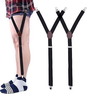 2/4 Pack Shirt Stays for Men Y-Style Adjustable Elastic Shirt Garters Holders Non-Slip Locking Clamps Shirt Tucker