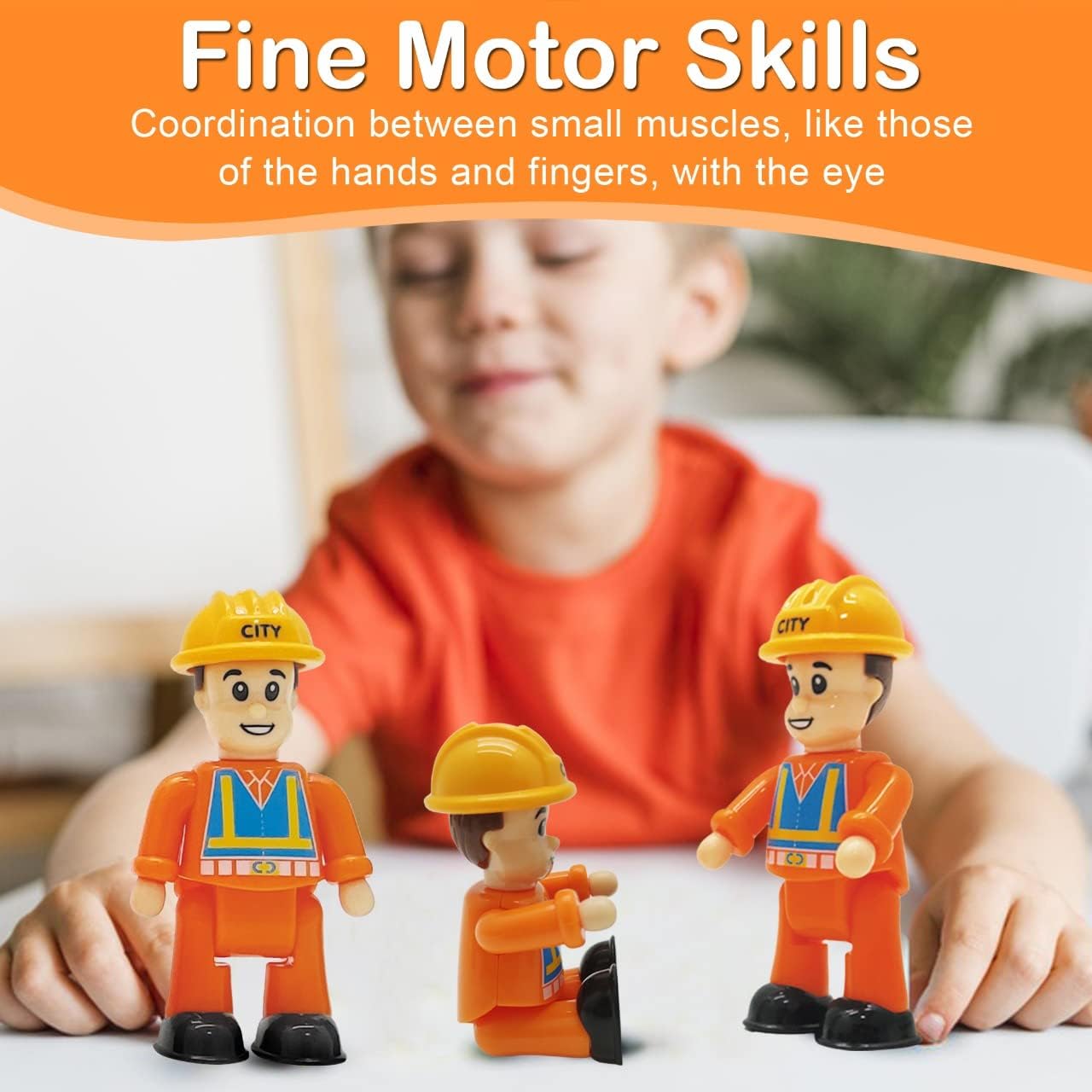 FUNERICA Construction Worker Toy Figures (3-Pieces) - Play Figure Playset Communality Helpers Little Dollhouse People - Play Figurines for Boys and Girls - Toddlers and Kids : Toys & Games