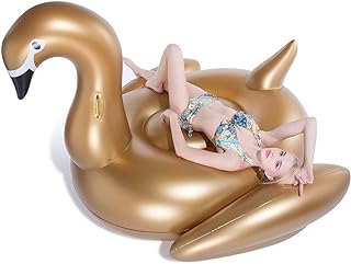 Jasonwell Giant Inflatable Pool Float - Golden Swan Pegasus Pool Floatie Summer Beach Swimming Outdoor Pool Party Lounge Raft Decorations Toys for Adults & Kids