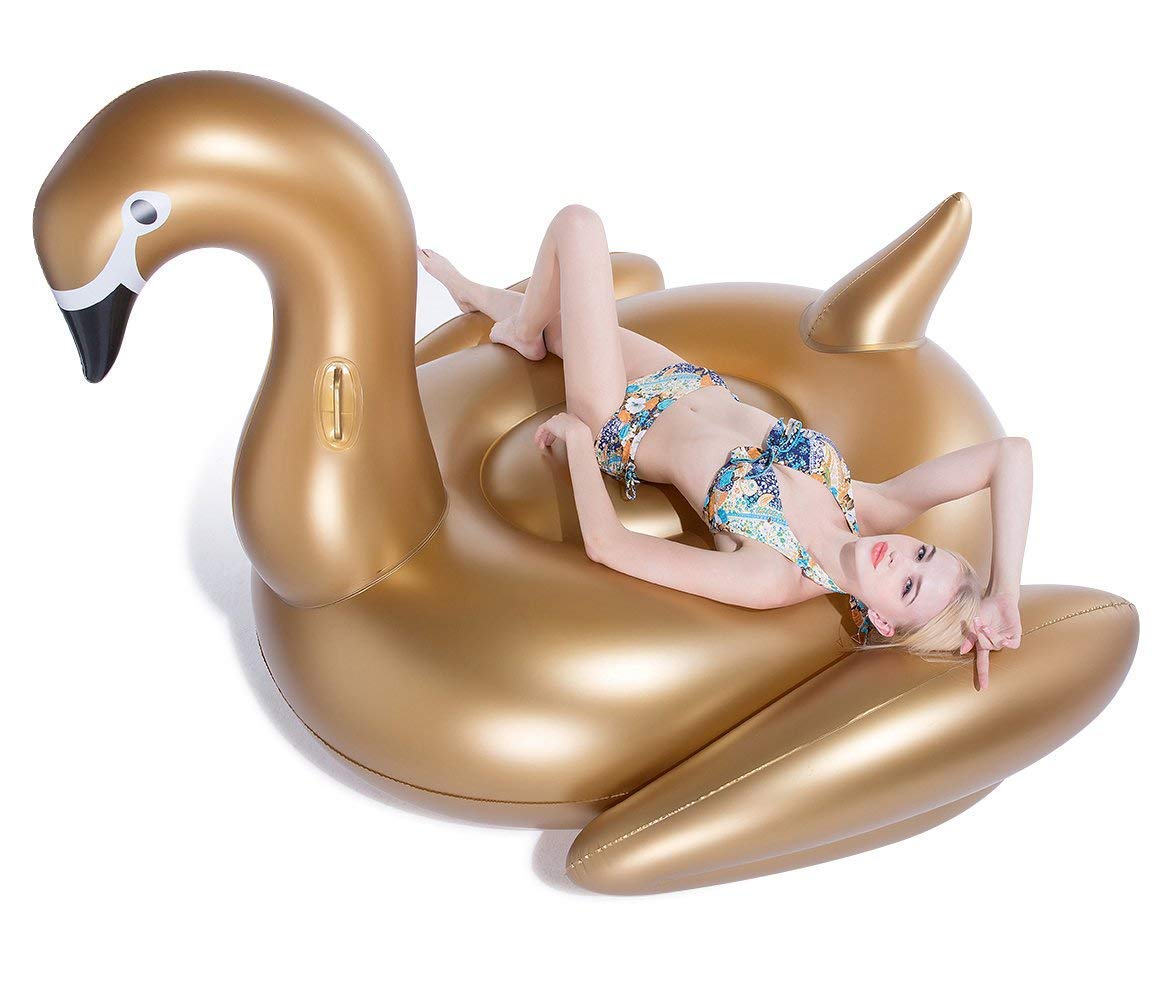Jasonwell Giant Inflatable Golden Swan Pool Float with Fast Valves Summer Beach Swimming Pool Floatie Lounge Floating Raft Outdoor Party Decorations Toys for Adults (XXXL)Global Recycled StandardGlobal Recycled StandardGlobal Recycled Standard