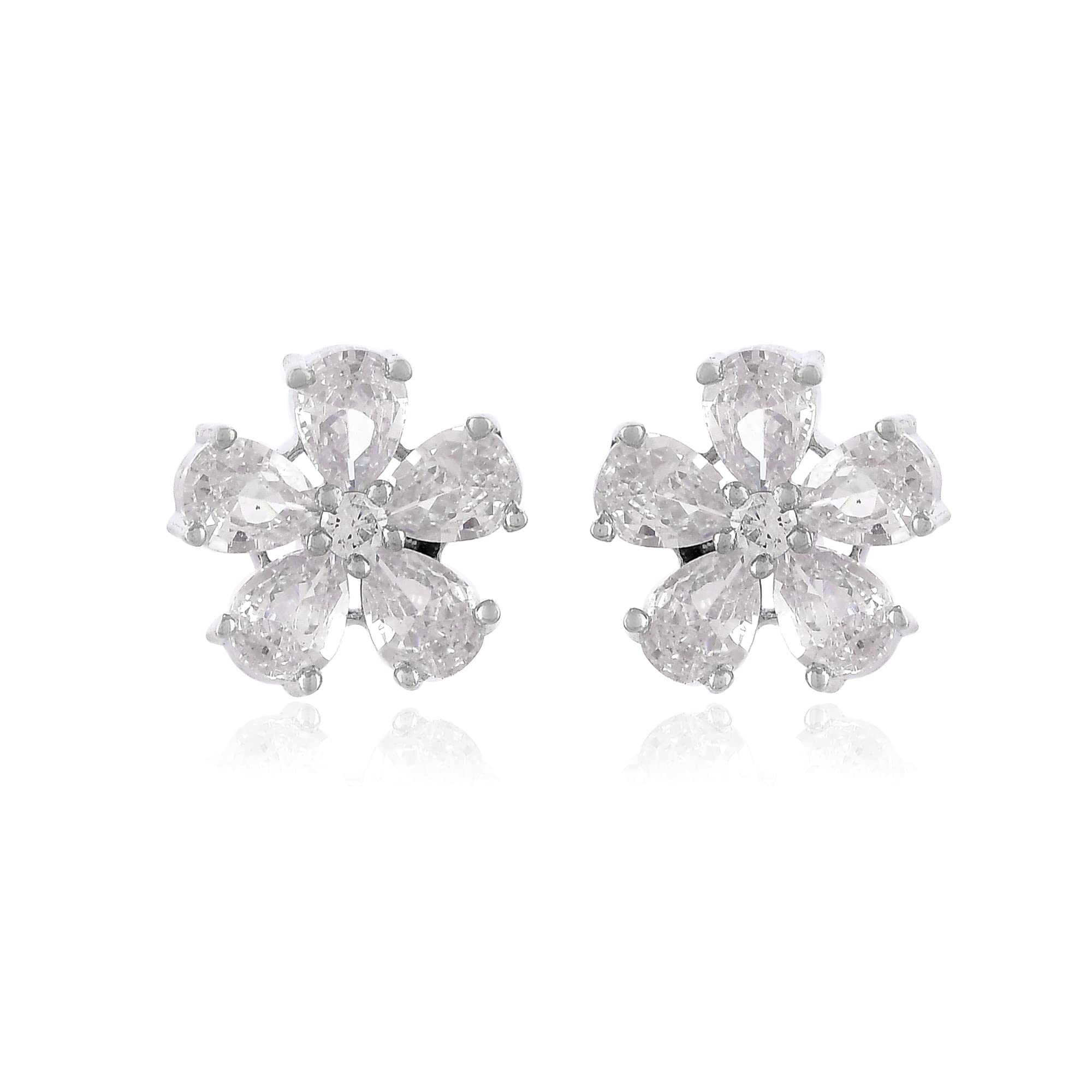 Nemichand Jewels 925 Pure Sterling Silver Flower CZ Diamond Stud Earrings For Women (B09JCPCJ4W) Amazon Price History, Amazon Price Tracker