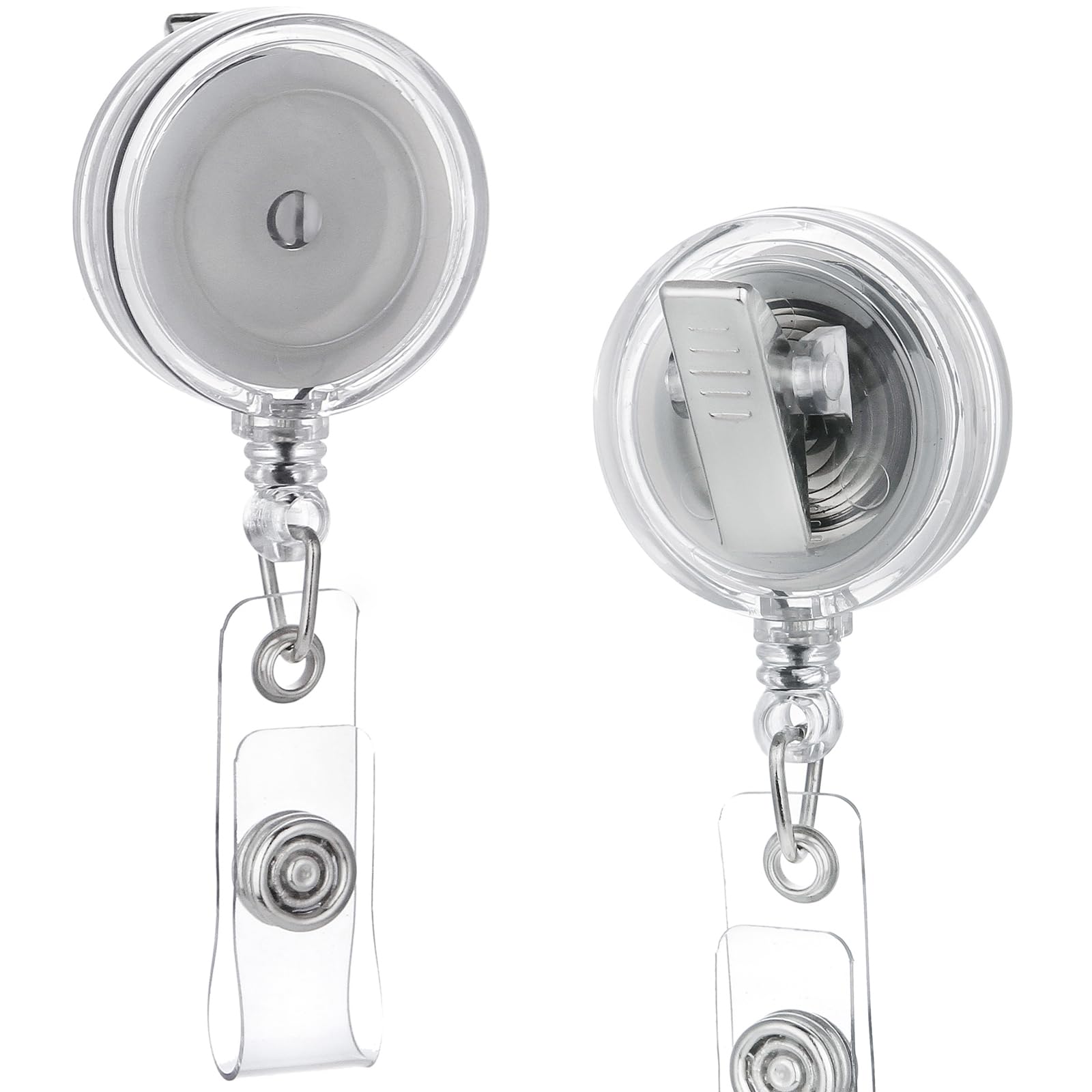 QREEL - 10 Pack - Retractable ID Name Badge Holder Reels with Swivel Alligator Clip (Translucent Clear)
