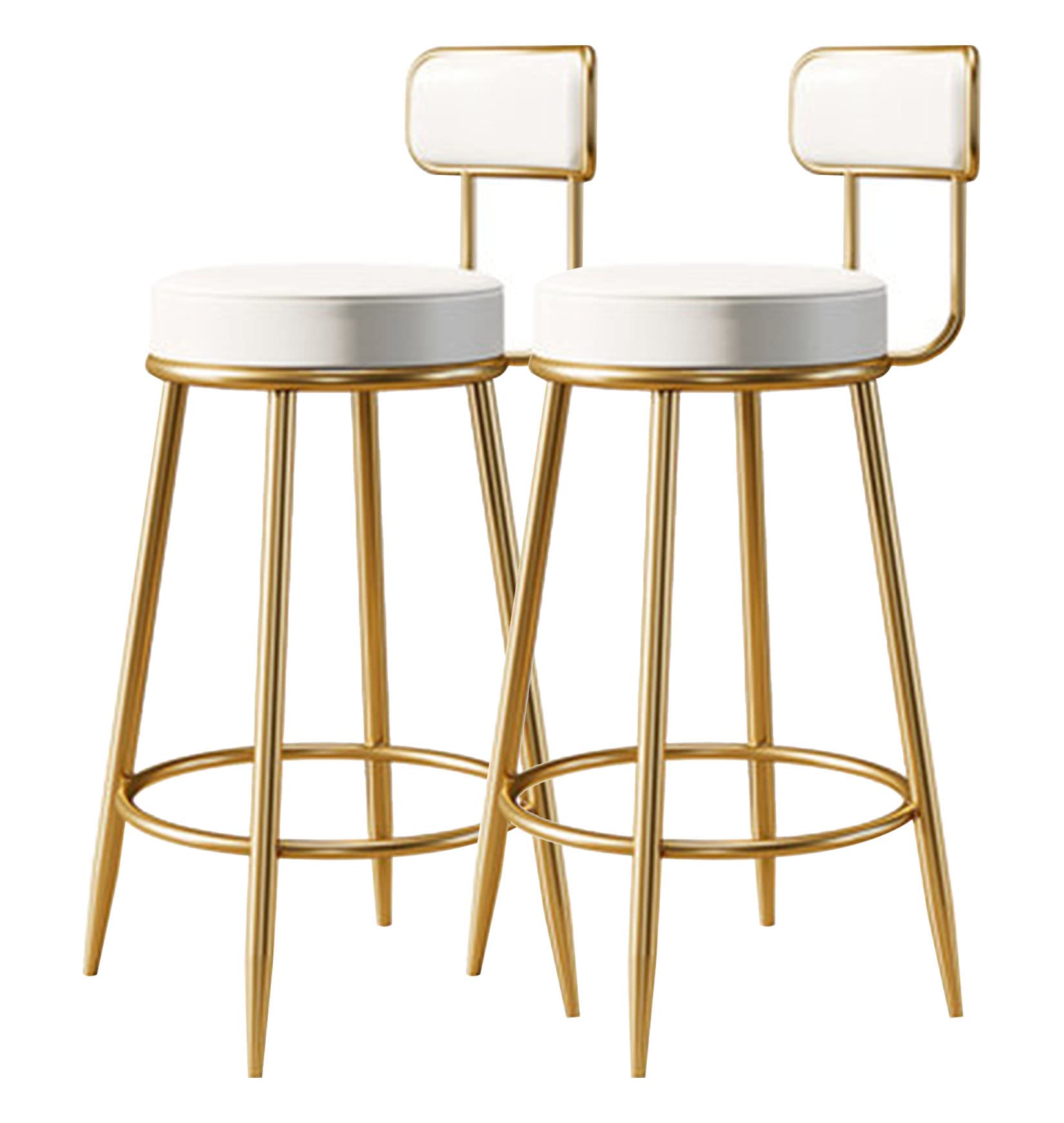 Tabouret de bar lot de 2 en faux cuir chaise de cuisine moderne haute à dossier et pieds en métal noir