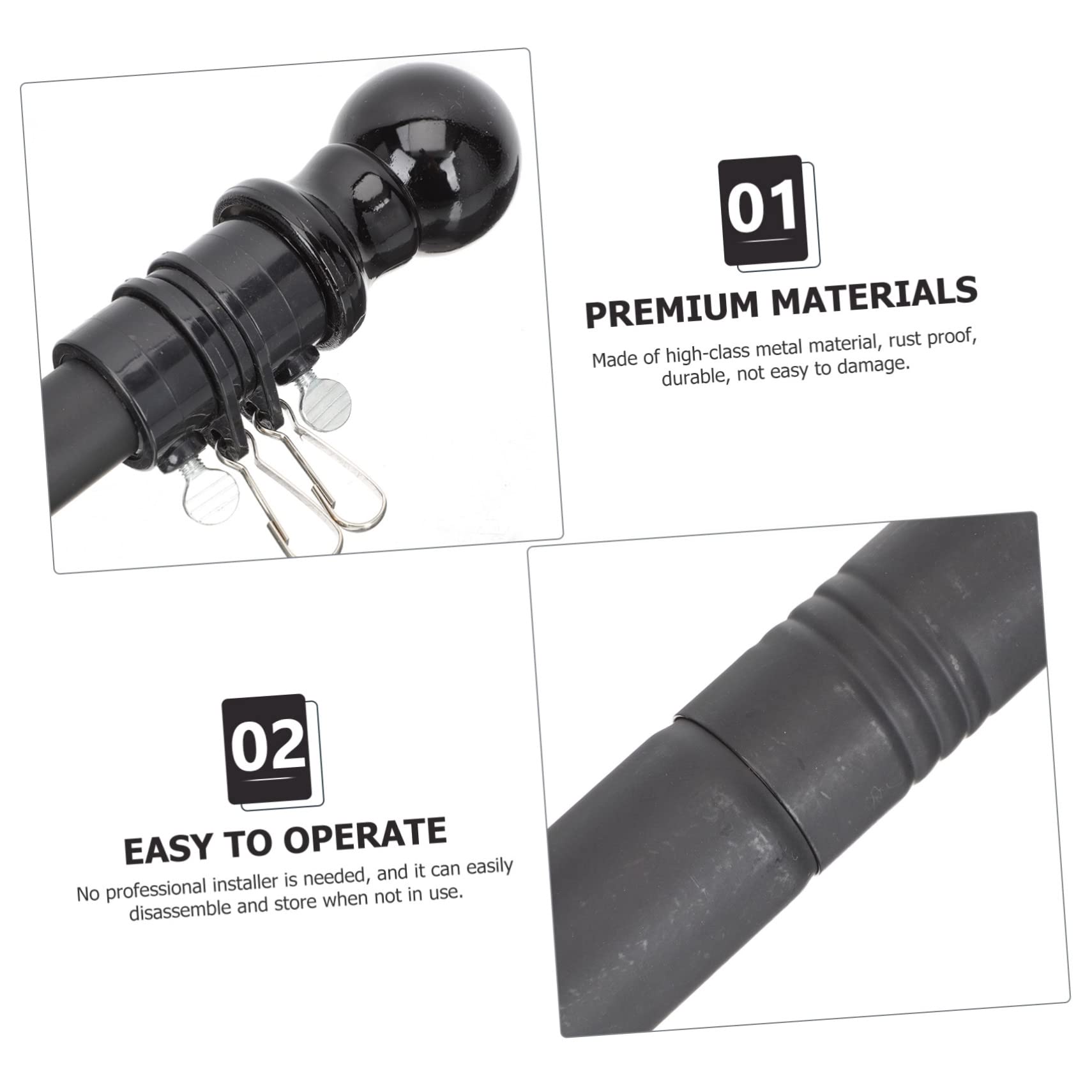 Pennone Bandiera da Esterno 6ft 5 Pezzi Nero Acciaio Inox