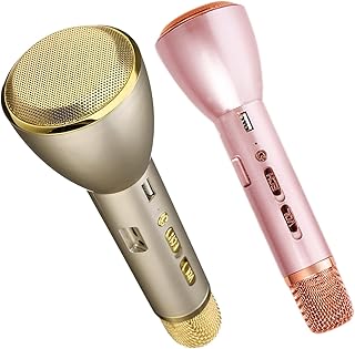 1 x Wireless Microphone Handheld Karaoke Mic Bluetooth Microphone Portable Bluetooth Speaker Recorder Mic Speaker Player Mic Karaoke Machine Speaker for Kids Adults Christmas Birthday Home Party