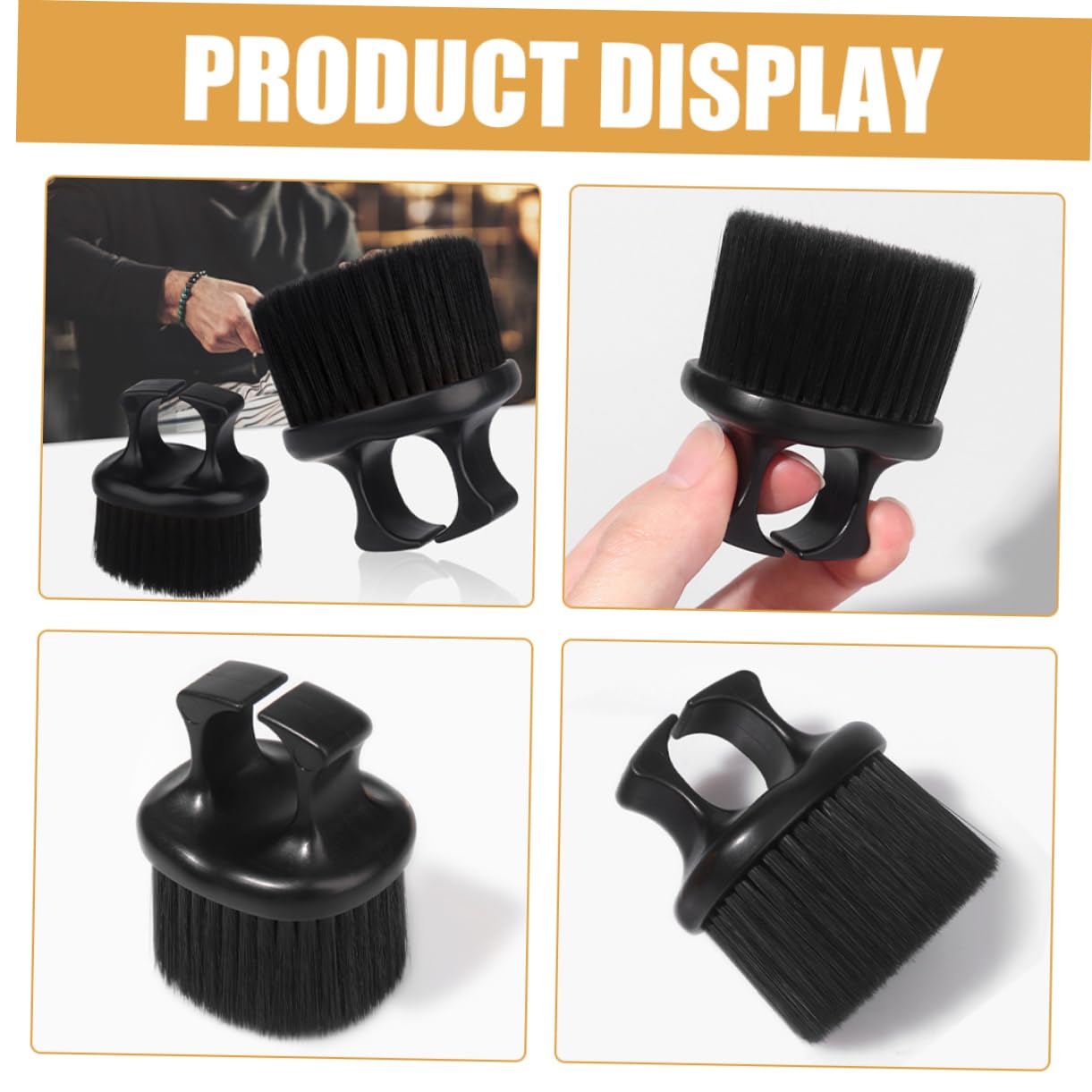 Mikinona 3pcs Knuckle Barber Brush Boar Bristle Brush Stiff for Men Beard Styling Grooming Kit