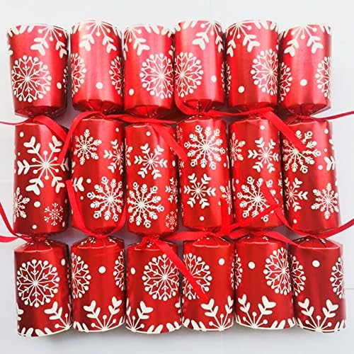 Paquete de 6, ANXTO, copo de nieve rojo, recuerdo de mesa de fiesta de Navidad con sombrero de fiesta, broma y pequeño regalo en el interior,