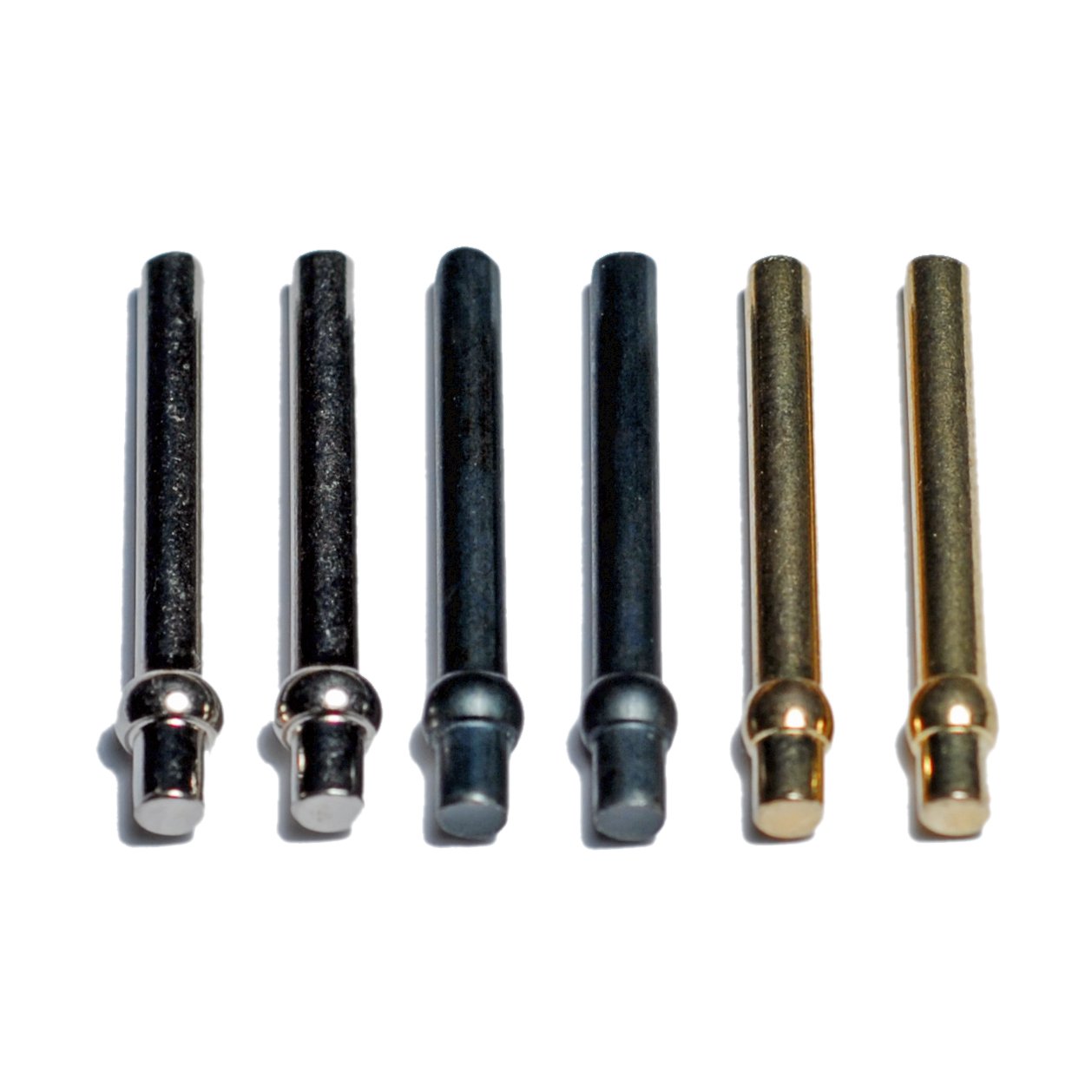 Wood Expressions WE Games Standard Metal Cribbage Pegs with Velvet Pouch - Set of 6 (2 Brass, 2 Silver, 2 Black)