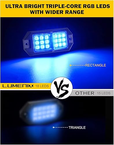 Miniatura 2 de LUMENIX Kit de luces LED RGB Bluetooth RGB multicolor para ruedas, pozo para pies, luz de neón subterránea con control remoto inalámbrico, luz