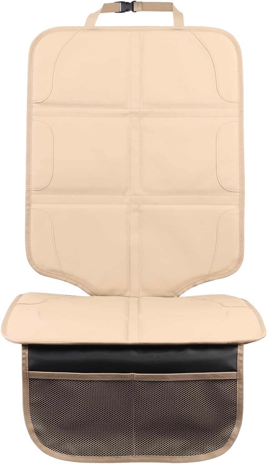 Car Seat Protector,Extra Thick Car Seat Covers Non-Slip Waterproof Mat Pad Leaving No Imprints Marks for Child Baby Pet Truck SUV Automobile (Beige-B)