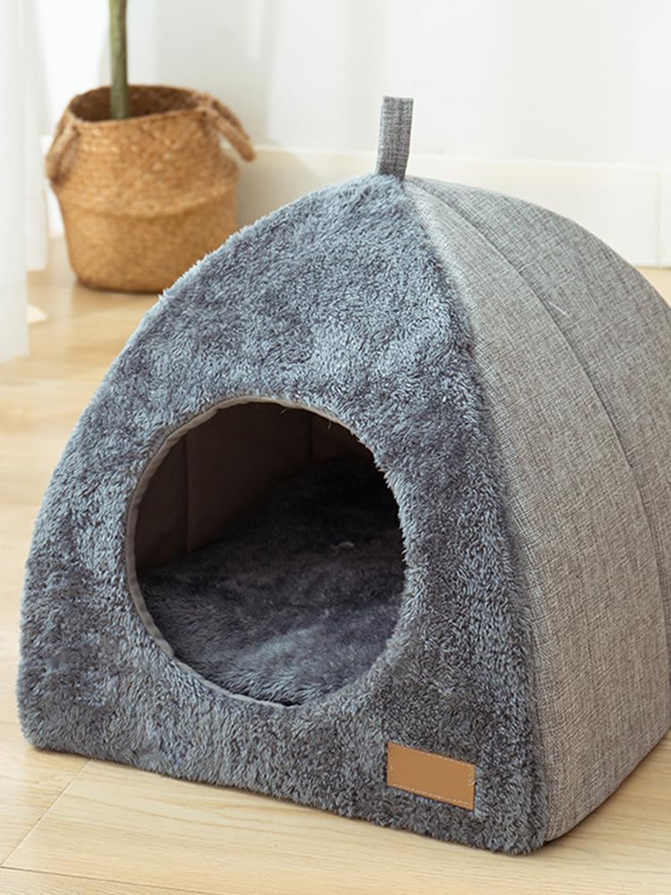 Cat Bed For Indoor Cats – Triangular Cat House, Pet Dog Cave Bed, Pet Tent Cave Igloo Bed For Cats/Small Dogs, Kitten Bed Cat Tent, Cat Bed House With Removable Washable Cushion