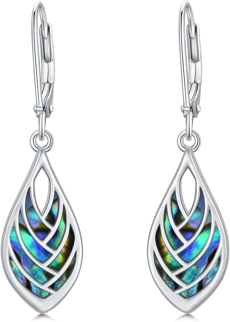 PELOVNY Turquoise/Black Onyx/Moss Agate/Larimar/Lapis Lazuli/Abalone/Moonstone/Pink Opal Earrings S925 Sterling Silver Teardrop Dangle Earrings Jewelry for Women Mothers Day Birthday Christmas Gifts