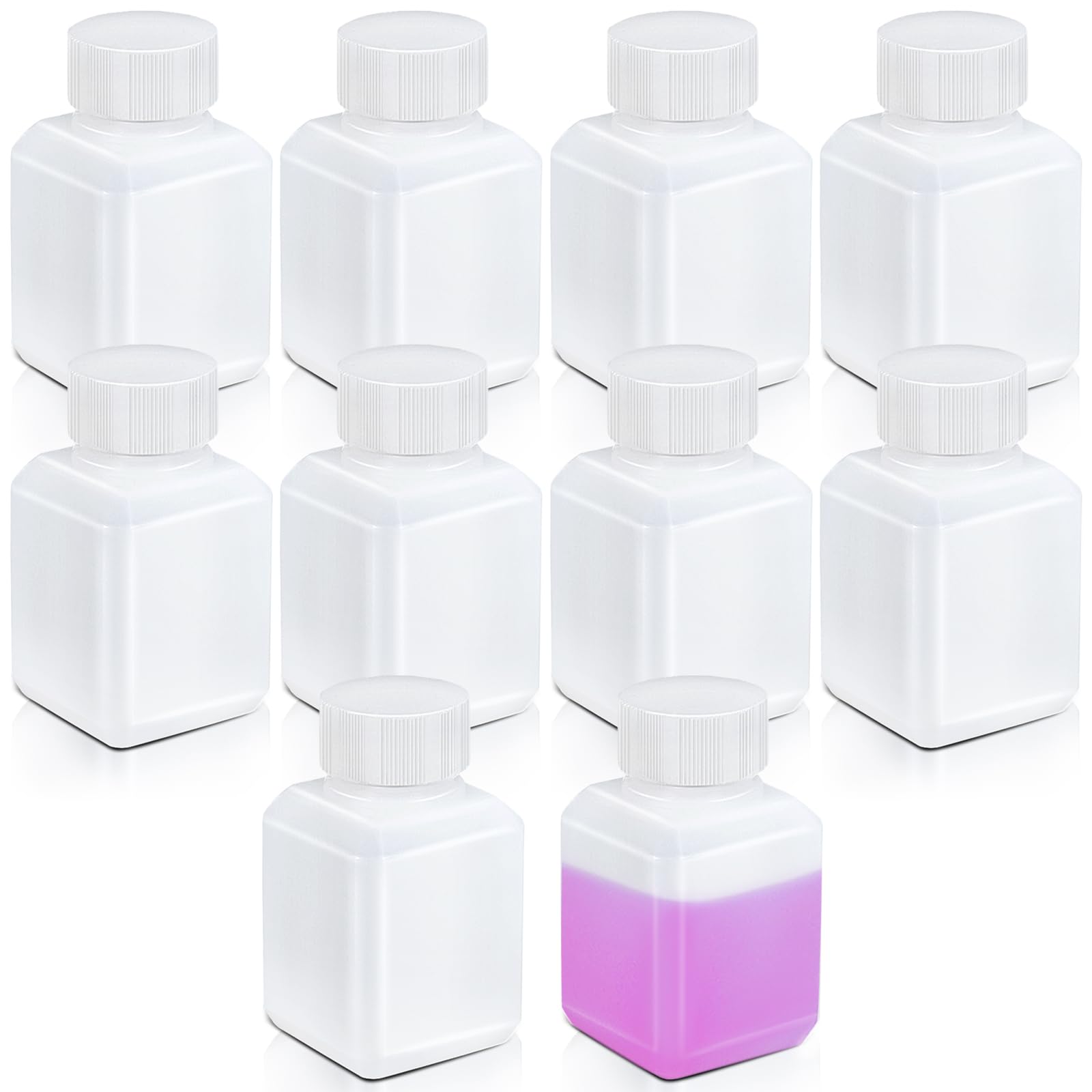 UMETASS 2oz/60ml Leak Proof Plastic Bottles with Caps for Liquids Sample, Reusable Small Bottles Containers for Travel, Camping and Hiking (Translucent, 10 Pcs)