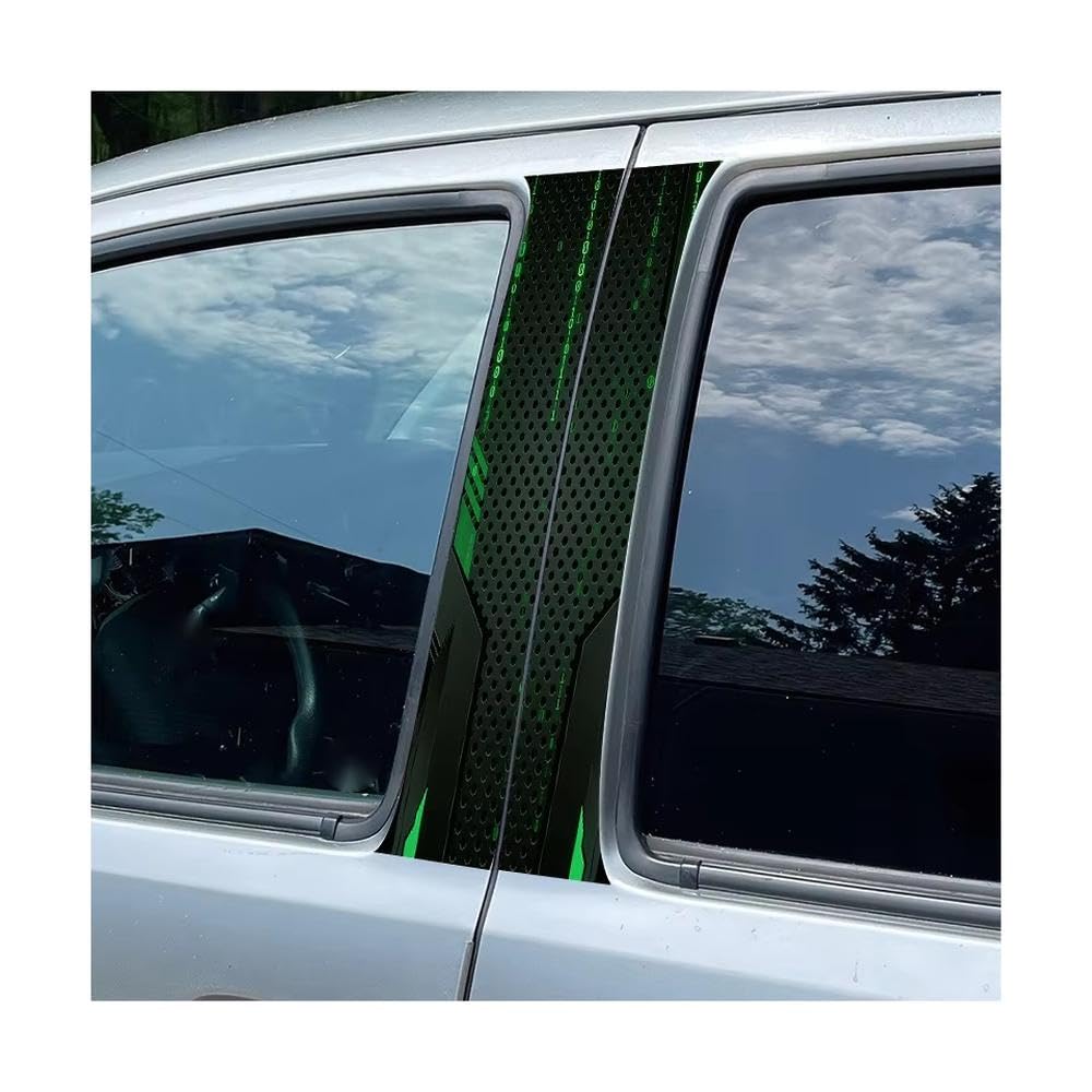 Auto Accessory 2 Pieces of Automotive B-Pillar Film Binary Code Glossy Material Protective