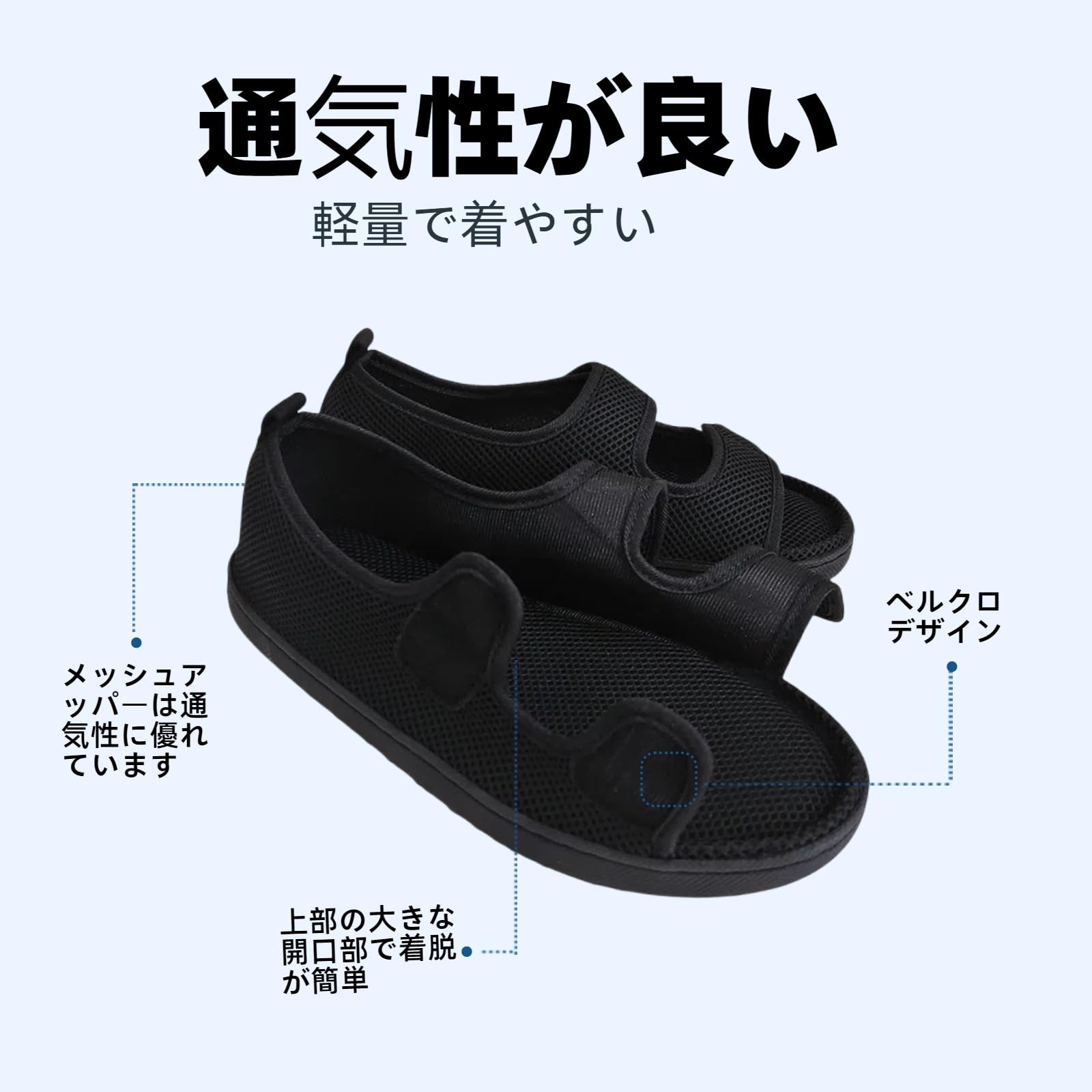 LAROTSUBA 骨折靴 介護用靴 術後用シューズ リカバリーシューズ 介護用 ケガ用 骨折サンダル 歩行補助 調節可能 着脱が簡単 通気性 軽量 滑り止め 入院シューズ 男女兼用(グレー,XS)