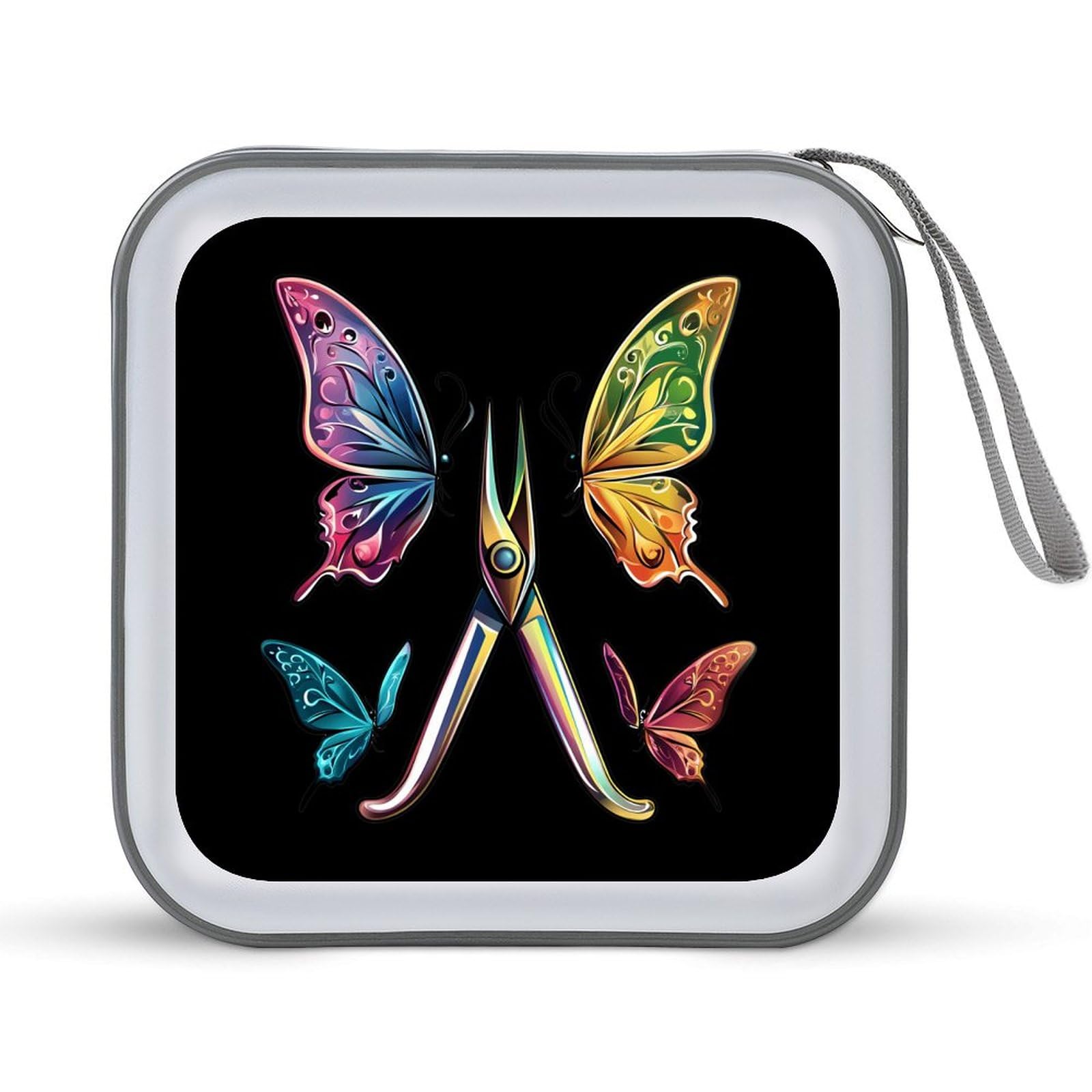 Hairstylist Cutting Butterfly CD Case Portable DVD Holder Storage Organizer for Home Travel