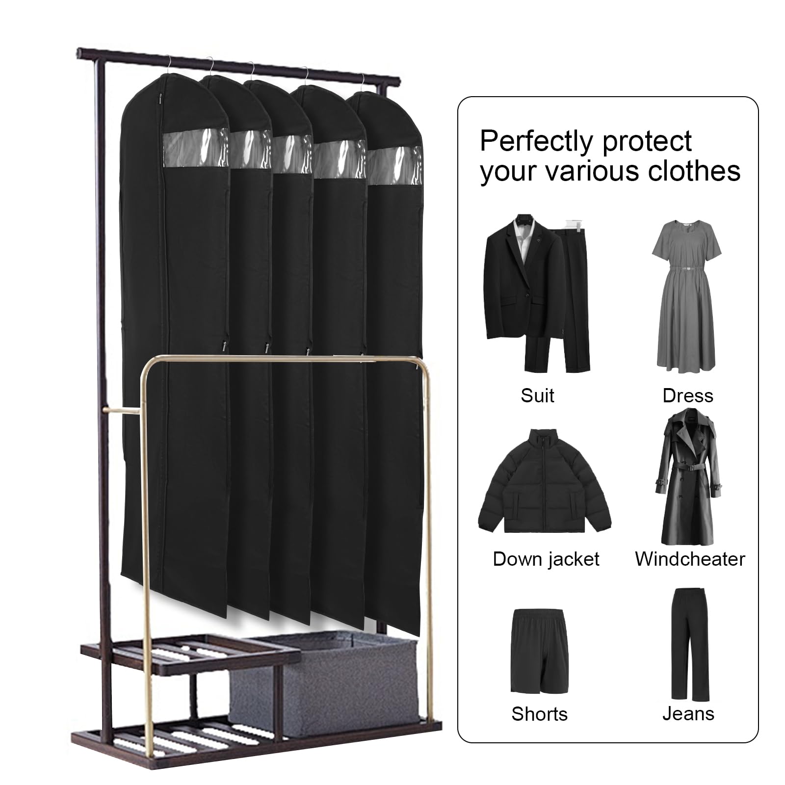 ANEETAFAN Long Garment Bag - 71x24 Inch Hanging Dress Cover With Zipper, For Travel & Closet Storage - View #2