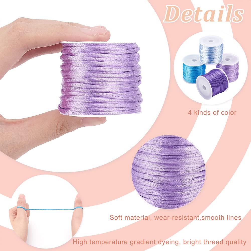 Fil Nylon 1mm PH PandaHall 112m Corde En Nylon, 4 Couleurs 1mm Cordons De Satin Fil Bracelet Nylon