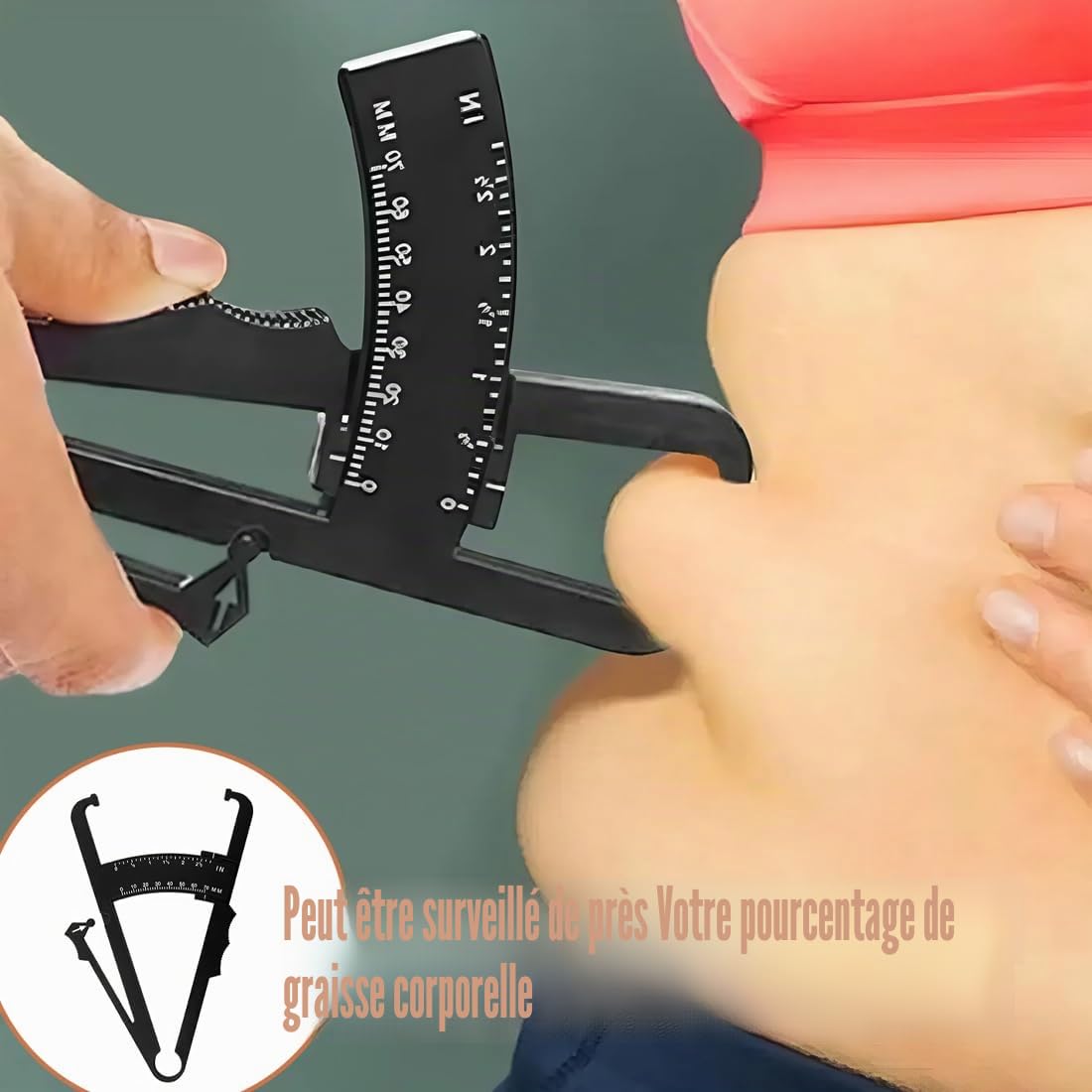 NHQZ 2 Pièces Adipometre, Pince Mesure Graisse Corporel, Pince À Plis Cutanée Mesure Du% De Masse Graisseuse(Noir)
