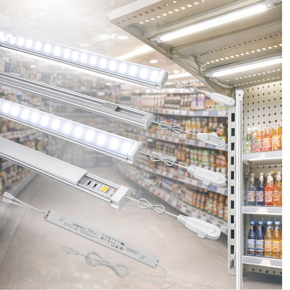 TITATEC Gondola Shelving Lights 30" kit with 4 pcs 6000K Pure White LED Light Bars, LED Driver and Accessories for Super Market Retail Store Display