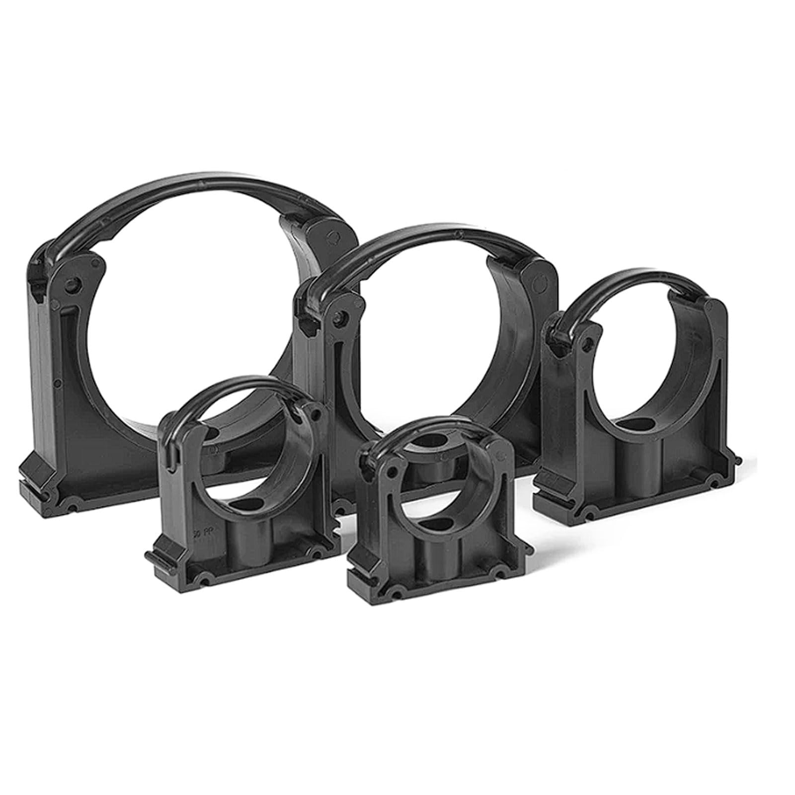 Fascette per tubi in UPVC, clip di fissaggio e supporti per tubi in PVC, 4 pezzi di clip per tubi in PP per tubi 20-110mm, fascette robuste nere Fibbia di fissaggio(50mm)