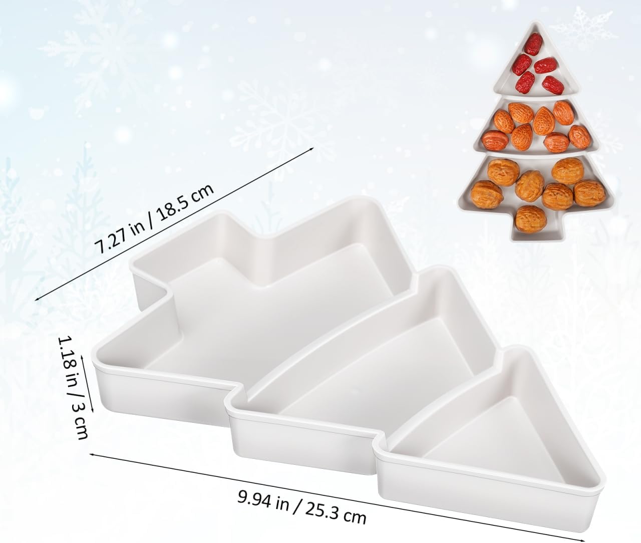 Kichvoe 2Pcs Christmas Tree Shaped Plates - Plastic Snack Appetizer Tray | Multifunctional Food Serving Plate for Home Party, Holiday Dessert Platter