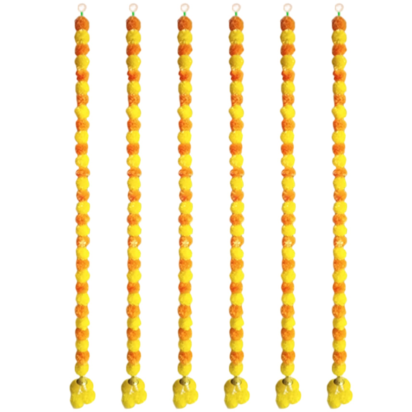 Whyzsjnclg 6Pcs Marigold Garlands 5ft Orange Yellow with Golden Bells for Diwali Decorations Door Home Halloween