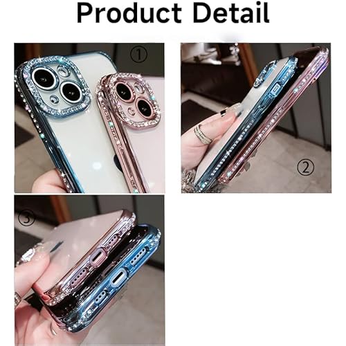 Casechics Compatible With Iphone Case,Luxury Glitter Bling Sparkly Diamond Electro Plated Frame Edge Border Full Body Protective Clear Soft Shockproof Cover Phone Case (Pink,Iphone 13) #TOP4