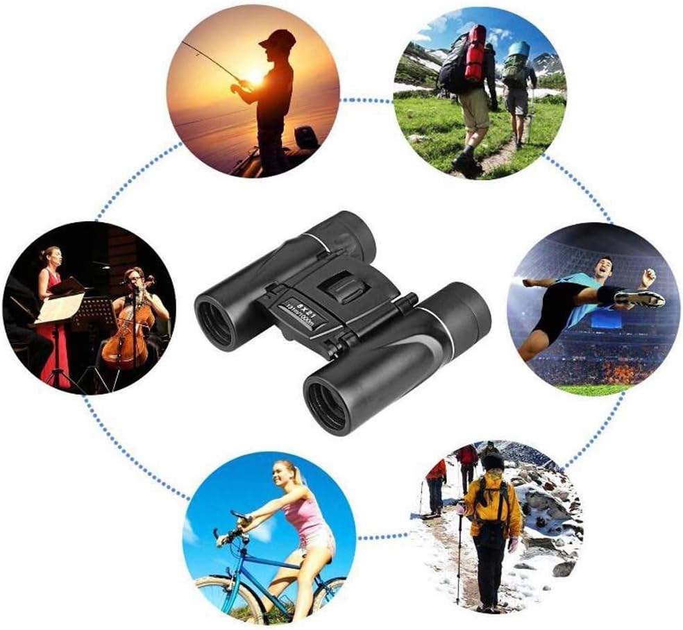 Binoculars 8X21 FMC All Optics Binoculars HD Mini Folding Lightweight Telescope for Hunting Stargazing Sports and Wildlife
