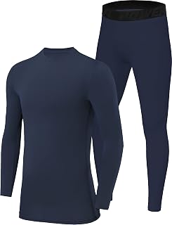 PowerLayer Men's Performance Base Layer Thermal Long Sleeve Top & Tights Compression Set