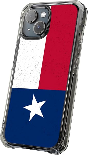 Hybrid Clear Phone Case for Apple iPhone 17 Air, Texas Flag Print, Sturdy Backface with Soft Cushioned TPU Sides, Print in USA
