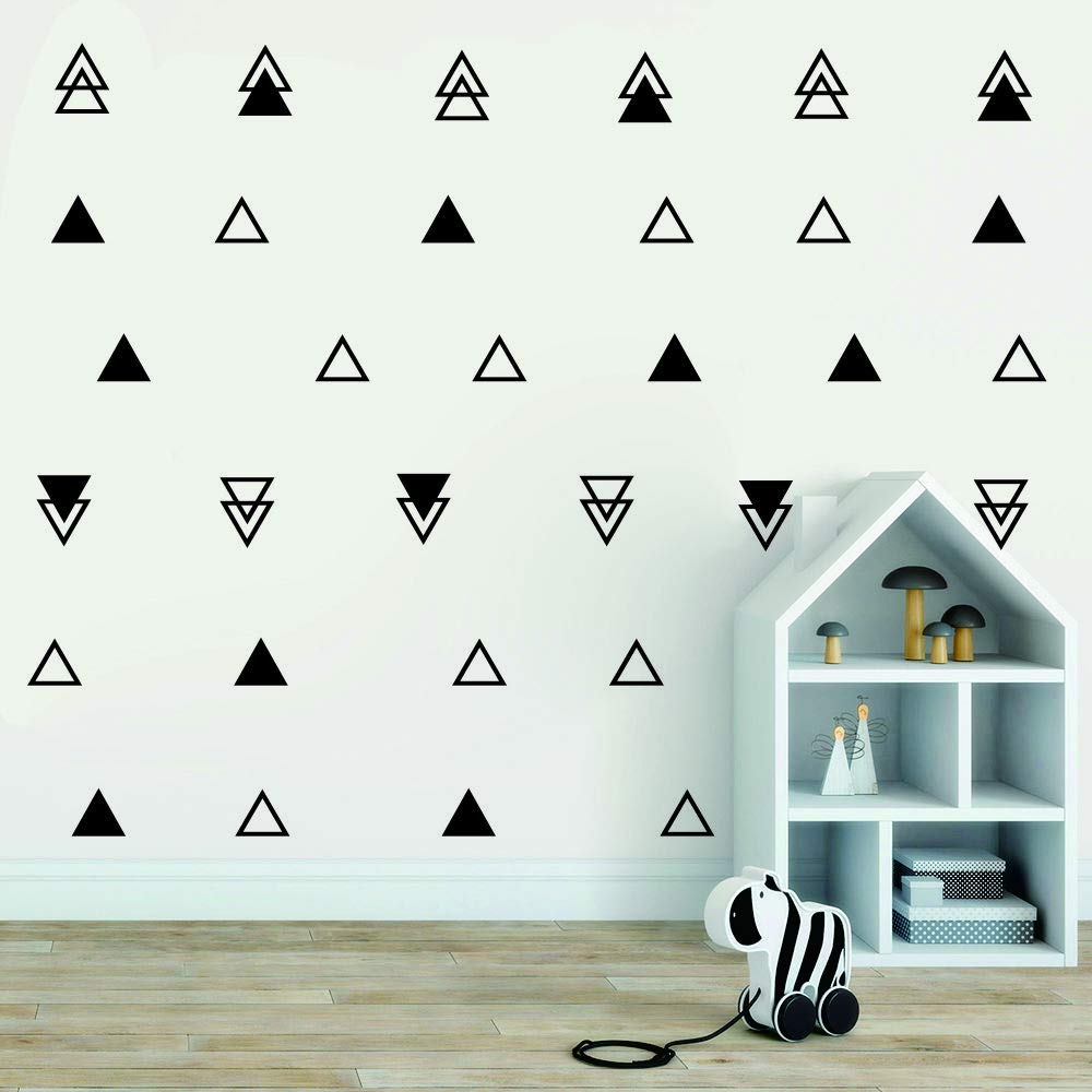 Stickers muraux triangulaires noirs géométriques adhésifs lot de 64