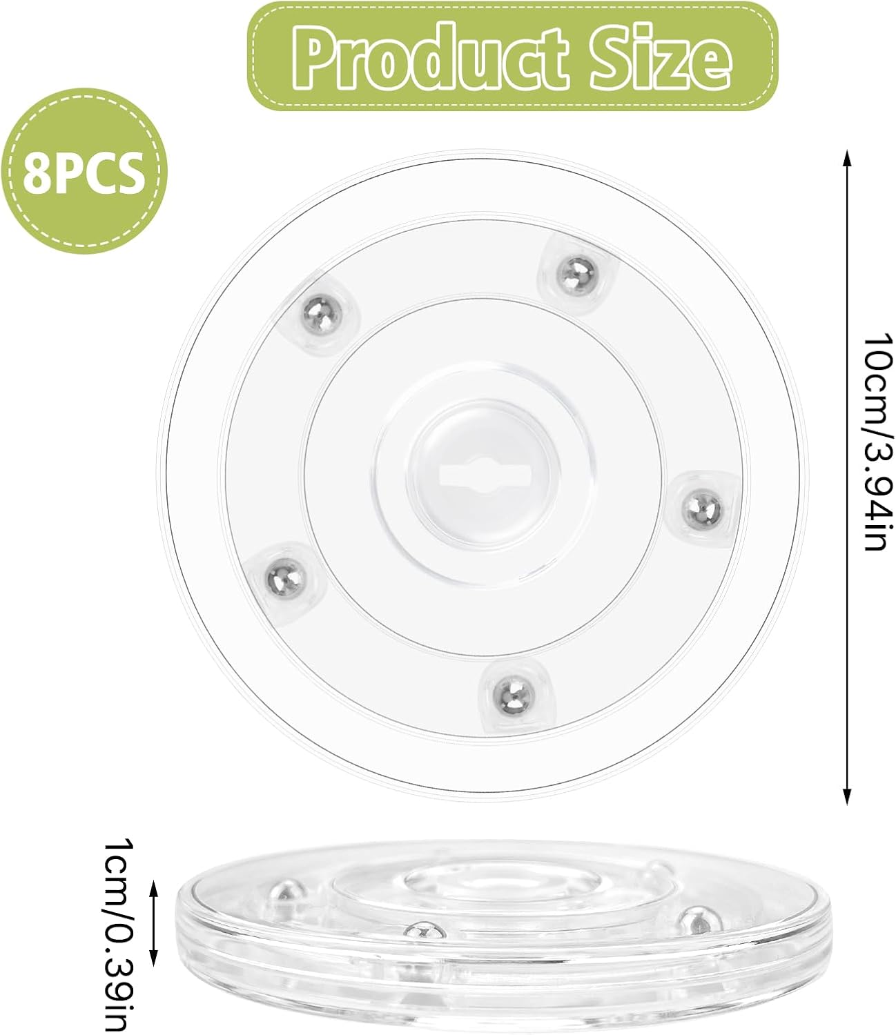 8PCS 4 Inch Lazy Susan Turntable Acrylic Turntable Bearings Hardware
