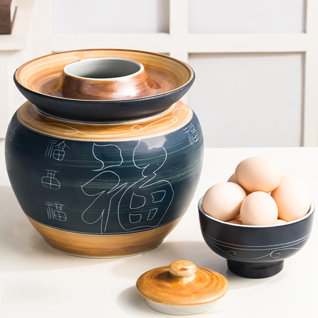 Kimchi Jar ceramiczny słoik na marynaty z pokrywkami, pojemnik na zakwas z pokrywką, pojemniki Kimchi, słoiki fermentacyjne ceramiczne garnki, zamknięte słoiki fermentacyjne z pokrywkami,
