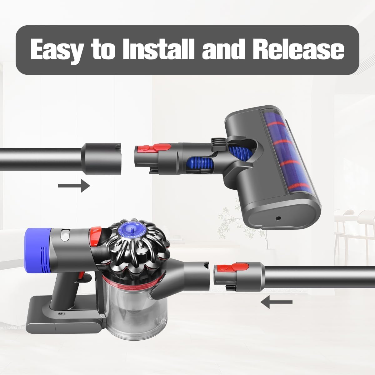 Szybkozłączka kompatybilna z odkurzaczem Dyson V15 V11 V10 V8 V7 | Drążek przedłużający do odkurzacza Dyson Stick odkurzacz rura przedłużająca 73 cm (srebrno-szary)