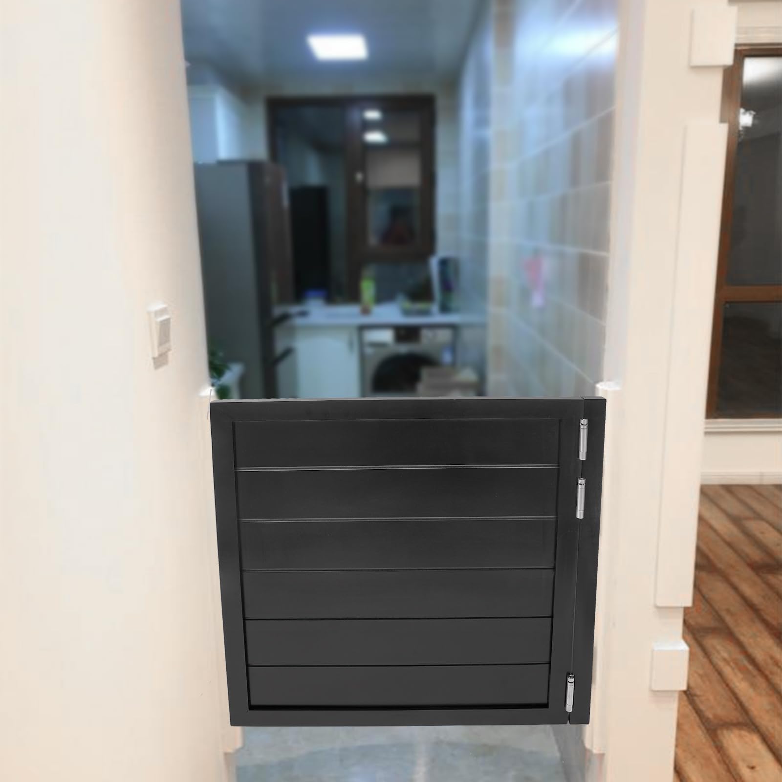 Porta da salone oscillante da caffè, porta basculante, in legno massiccio, porta a battente per interni, 90 x 90 cm, porta a battente singolo, porta decorativa interna per dispensa (nero)