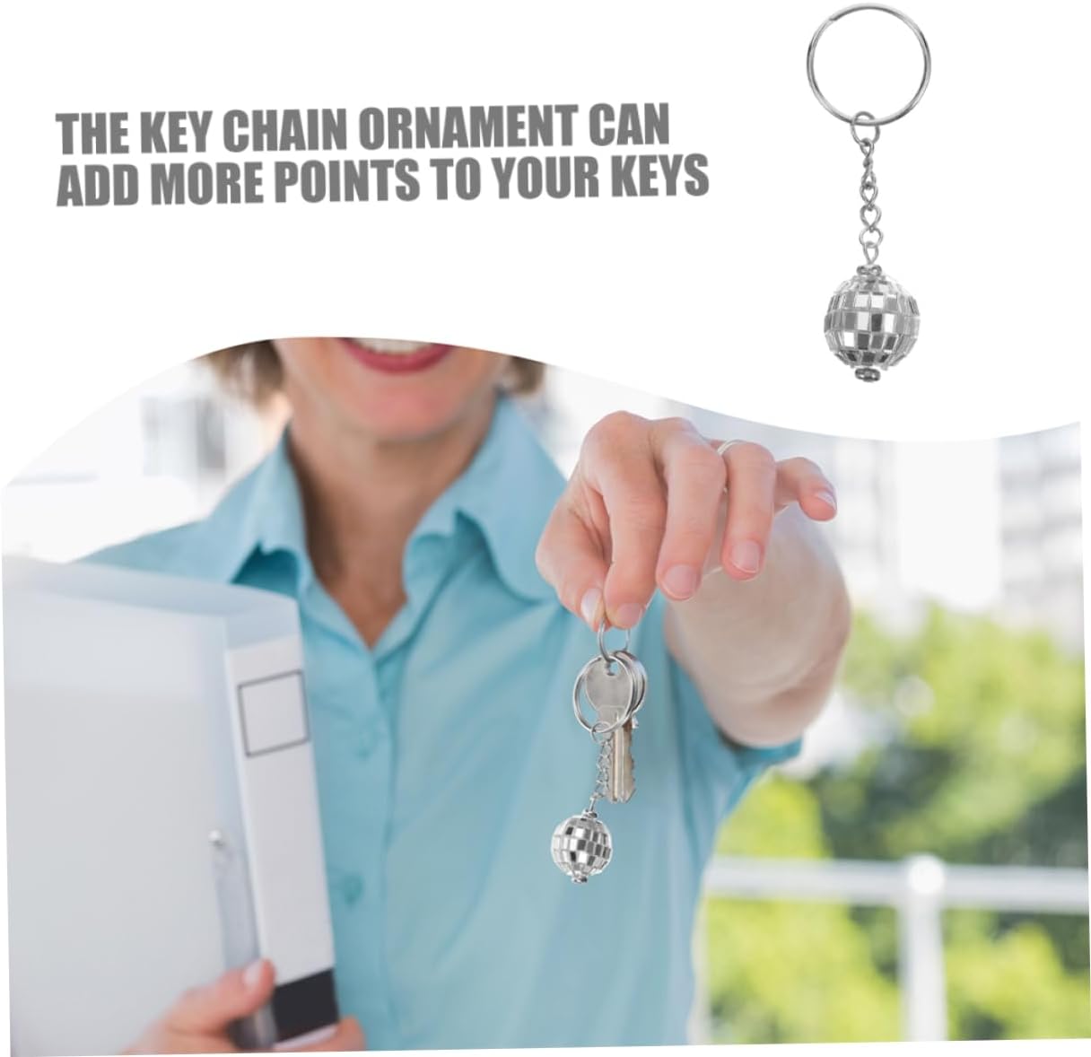 OUNONA Mini Disco Ball Keychain Pendant for Bags and Keys, Silver image 4