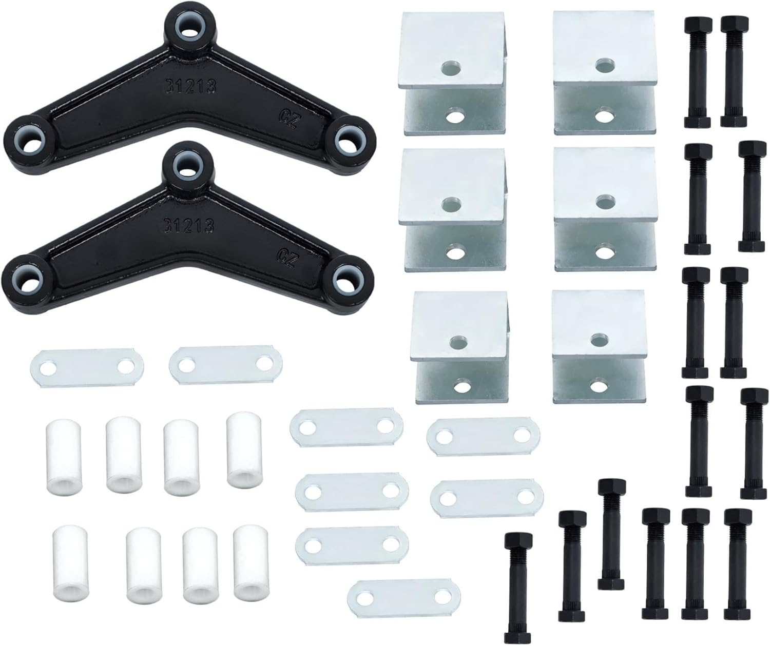 GXYWADY Double Eye Spring Tandem Trailer Axle Suspension Kit Replacement for 1-3/4 Inch Wide Double Bore Springs Includes Equalizer Kit/Hanger Kit/Release Kit