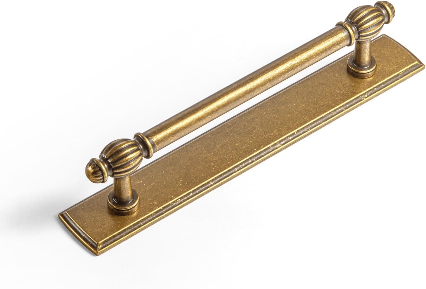 Goo-Ki 5.04" c-c Antique Brass Cabinet Pulls with Back/Base Plate Zinc Alloy Kitchen Hardware - 2 Pack Vintage Brass Bar Drawer Pulls Cabinet Handles with Spacer