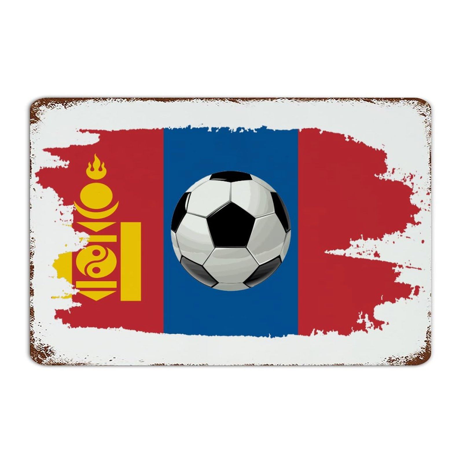 Plaque en métal football Mongolie - Panneau rustique et décoration murale maison 30,5x45,7cm